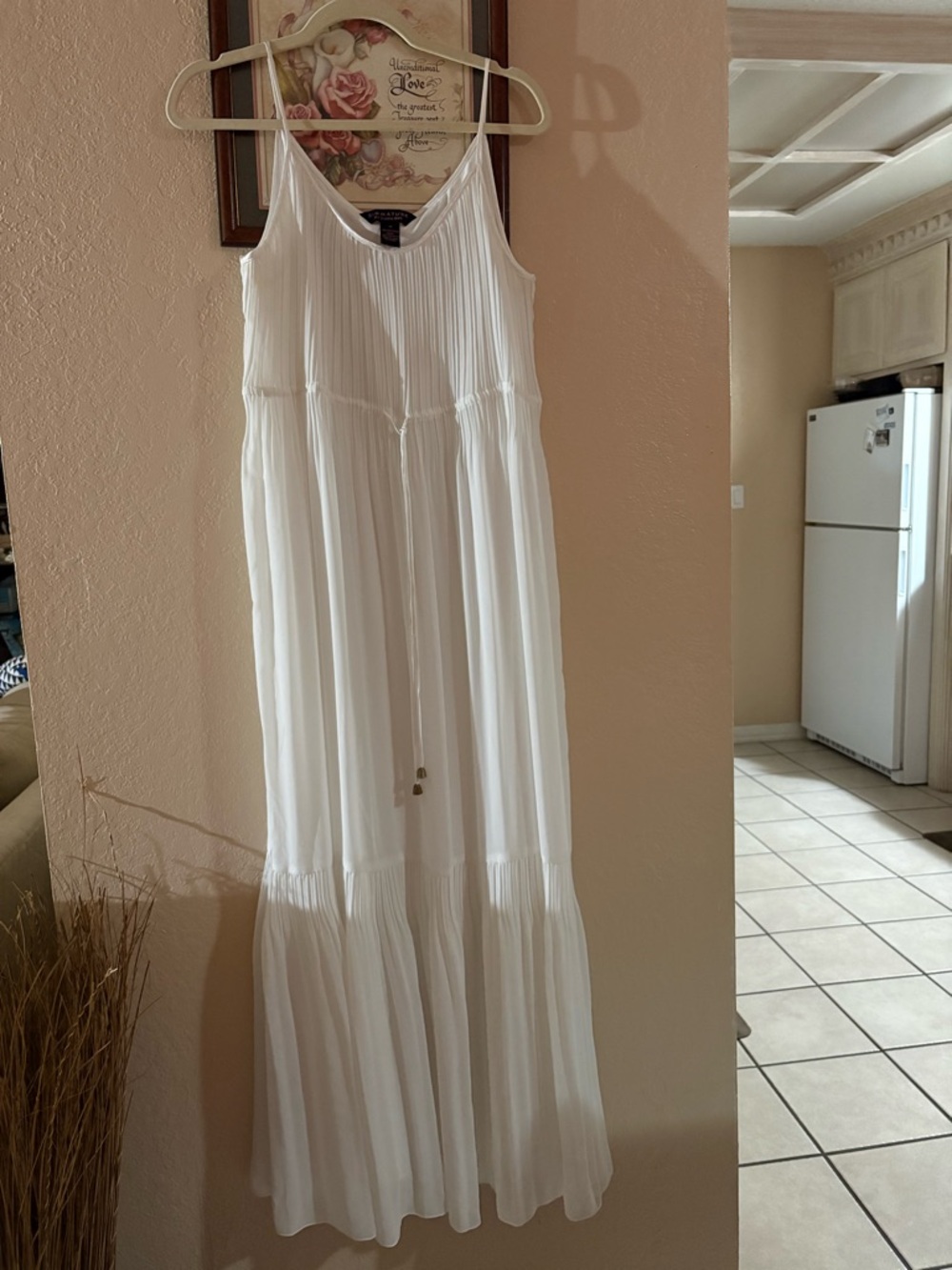 White Pleated Maxi Sundress NWOT